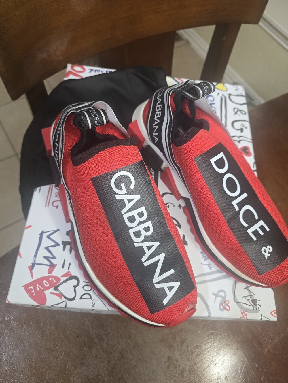 Dolce & Gabbana Red Slip-On Logo Sneakers Size 39 - Picture 10 of 10